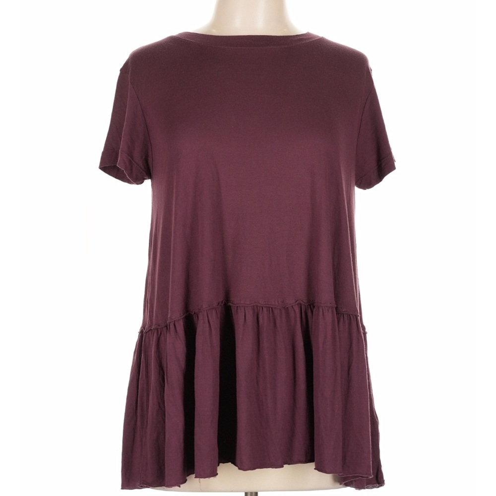 Truly Madly Deeply Burgundy Babydoll top with ruffles